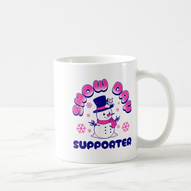 Caneca De Café Snow Day Suprter, Funny Teacher Snowman Christmas  (Direita)
