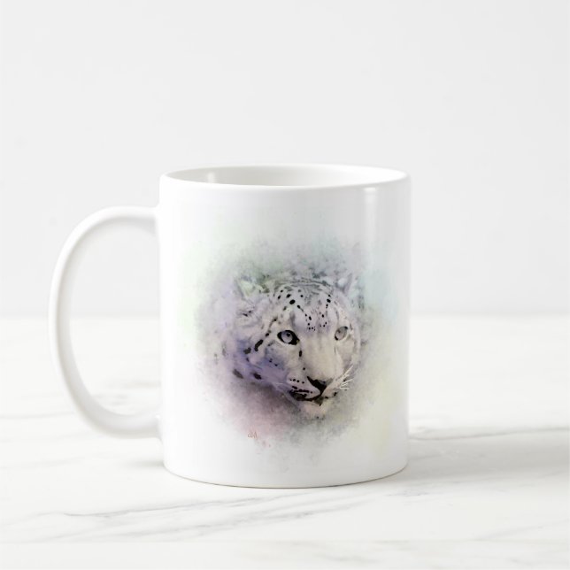 Caneca De Café Snow Leopard Wildlife Coffee Mug (Esquerda)