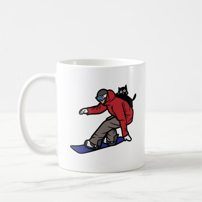 Caneca De Café Snowboard com o Meu Gato (Esquerda)