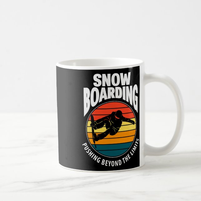 Caneca De Café Snowboard Empurrando Os Limites Da Neve Engraçada (Direita)