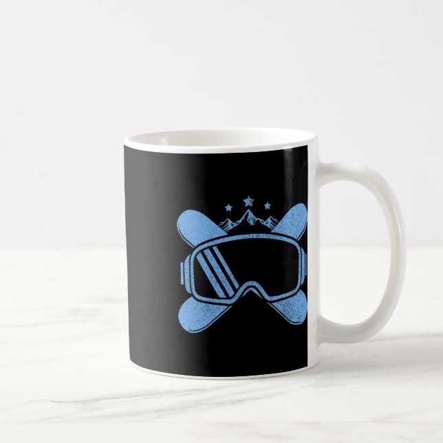 Caneca De Café Snowboard - Montanhas Vintage - Goggles Snowboard (Direita)
