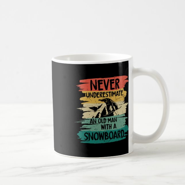 Caneca De Café Snowboard Nunca Subestime Um Velho Com Um (Direita)
