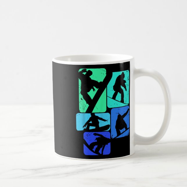 Caneca De Café Snowboard Para Snowboarder Retro Mens Snowboard (Direita)