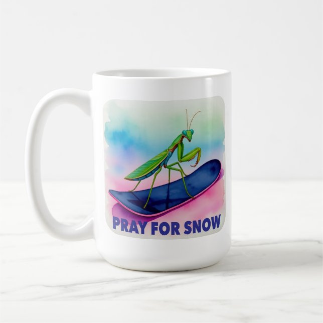 Caneca De Café Snowboard rezando mantis rezando por inseto de nev (Esquerda)