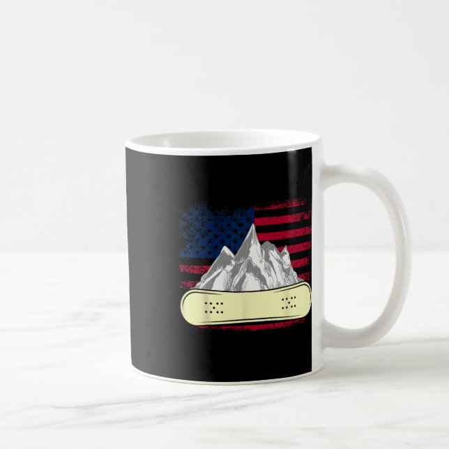 Caneca De Café Snowboard Skiboard Snowboard American Flag Snowbo (Direita)