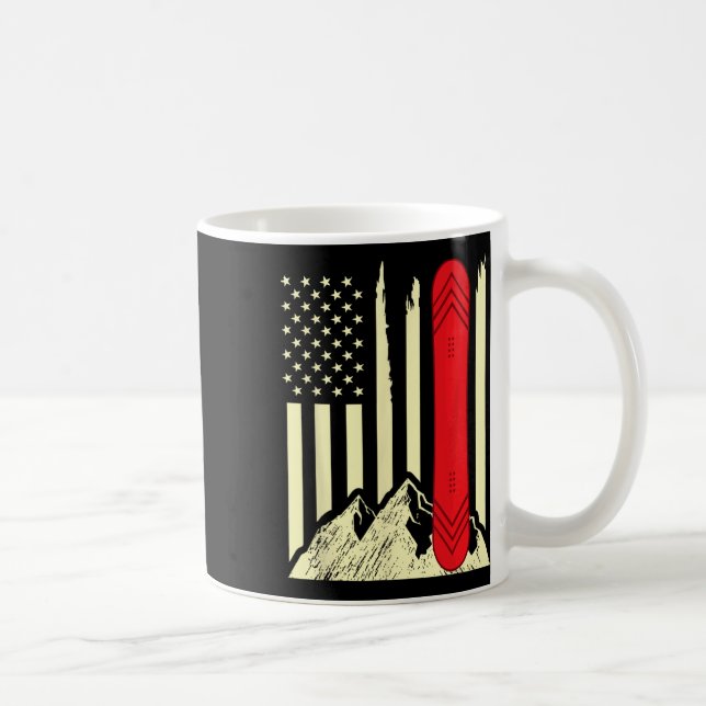 Caneca De Café Snowboard Skiboard Snowboard American Flag Snowbo (Direita)