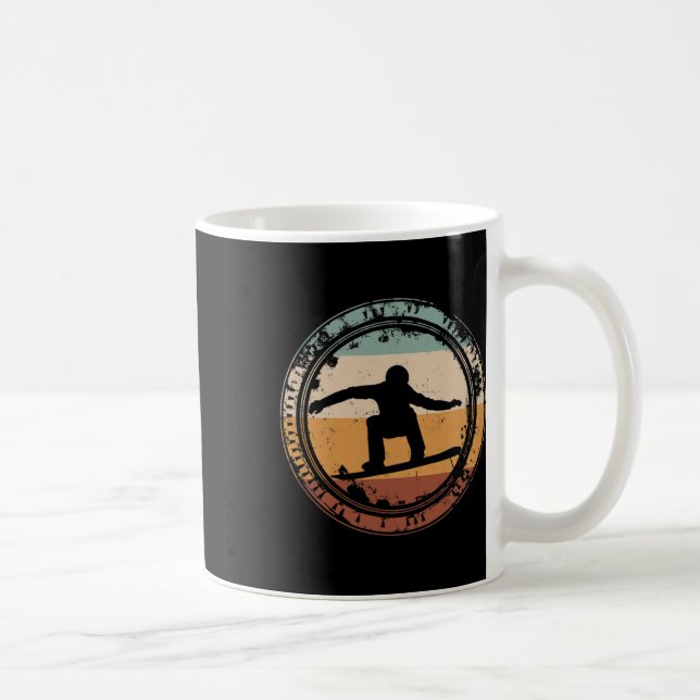 Caneca De Café Snowboard Snowboard Sunset Jump Vintage (Direita)