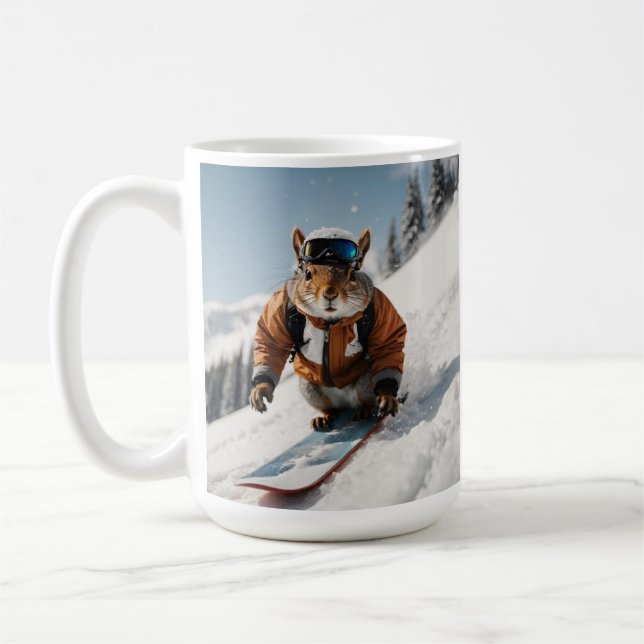 Caneca De Café Snowboard Squirrel Wintertime Whimsper Animal (Esquerda)