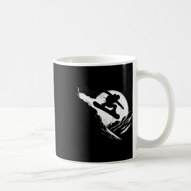 Caneca De Café Snowboarder Cliff Snowboard Distresse (Direita)