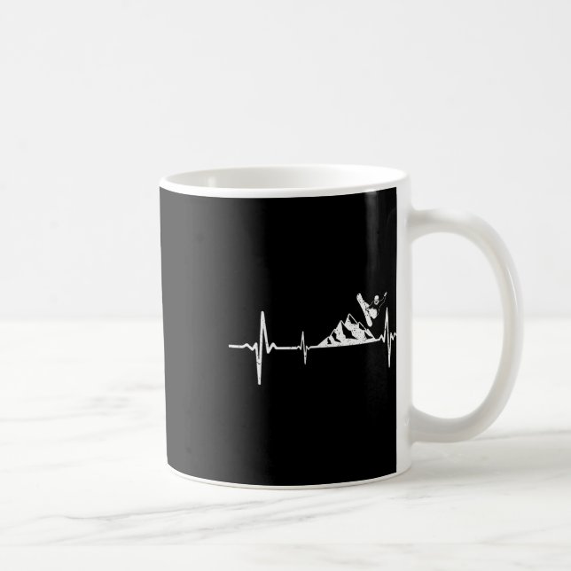 Caneca De Café Snowboarder Heartbeat Montanha Pulso Snowboard (Direita)