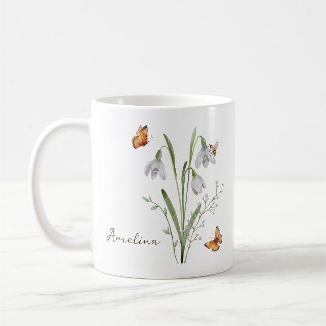 Caneca De Café Snowdrop Birth Month Flower (Esquerda)