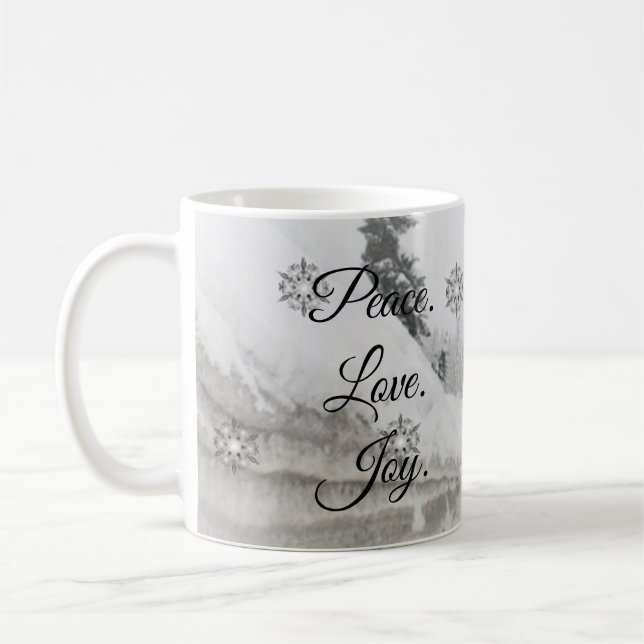 Caneca De Café Snowfall Flocos de neve Flocos de Natal - esboço b (Esquerda)
