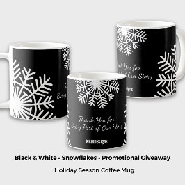 Caneca De Café Snowflake Negra e Promocional Branco
