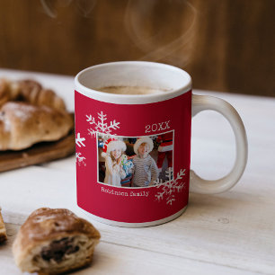 Caneca De Café Snowflake Red Photo Mug