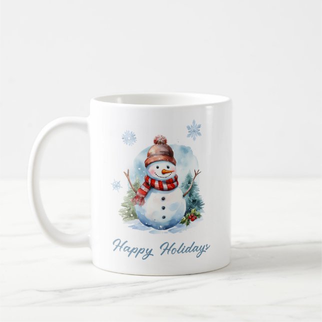 Caneca De Café Snowflake Snowman Mug – Custom Winter Gift (Esquerda)