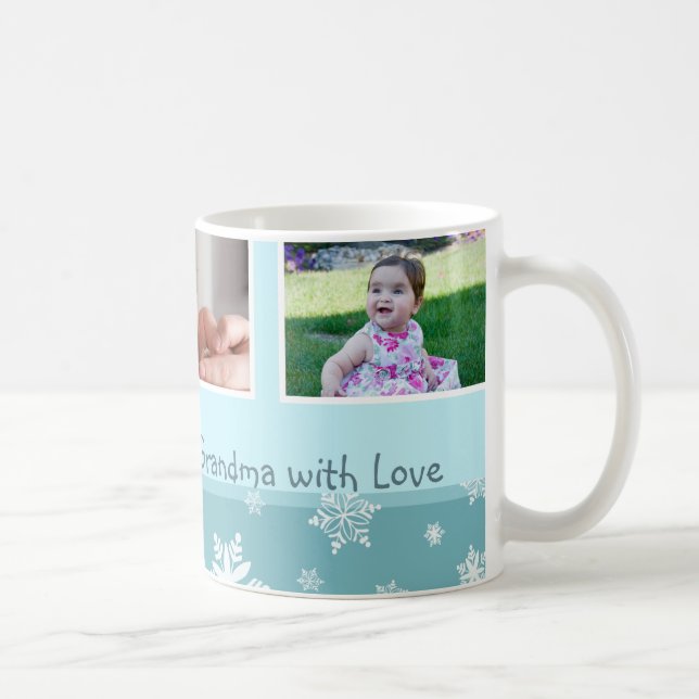 Caneca De Café Snowflakes Feliz Natal Vovó Mug (Direita)