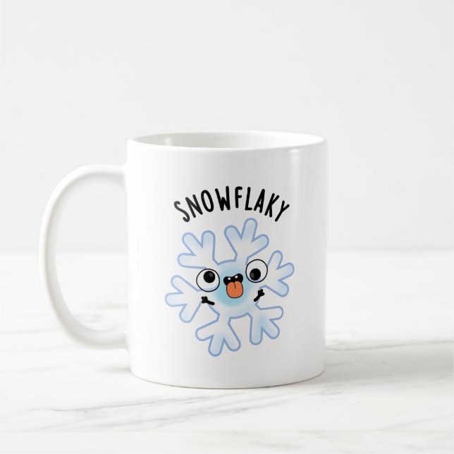 Caneca De Café Snowflaky Funny Snow Flake Pun (Esquerda)