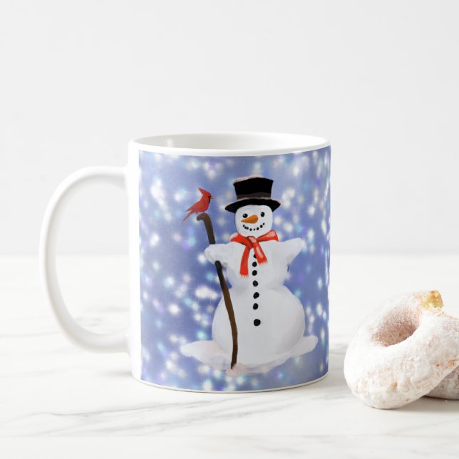 Caneca De Café Snowman (Com Donut)