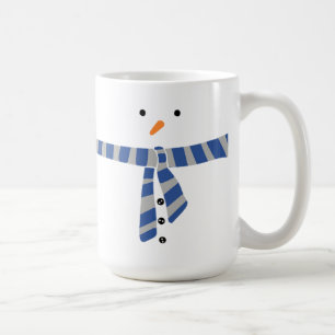 Caneca De Café Snowman Blue Cinza Scarf Winter