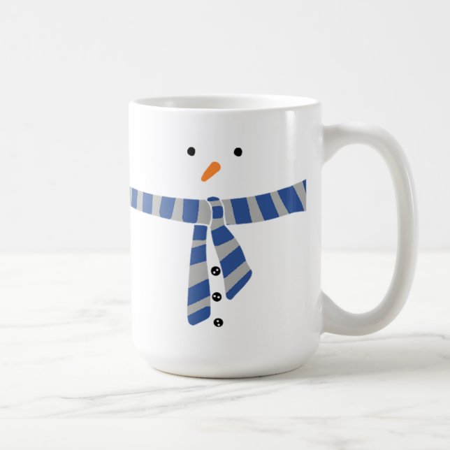 Caneca De Café Snowman Blue Cinza Scarf Winter (Direita)