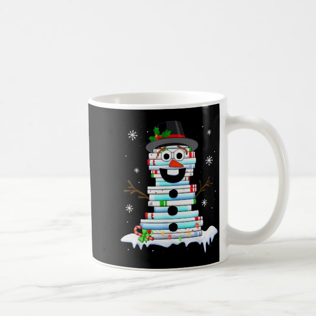 Caneca De Café Snowman Book Stack Librarian Book Lover Christmas  (Direita)