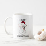 Caneca De Café Snowman Christmas Mug<br><div class="desc">Design vermelho e branco numa excelente de caneca para biscoitos e leite! Neve alegre com chapéu de Papai Noel e texto de "Feliz Natal!".</div>