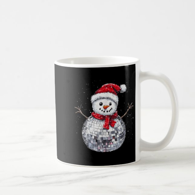 Caneca De Café Snowman Christmas Retro Santa Hat Disco Ball Match (Direita)