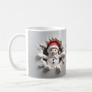 Caneca De Café Snowman com a Ruptura 3D de Santa Hat
