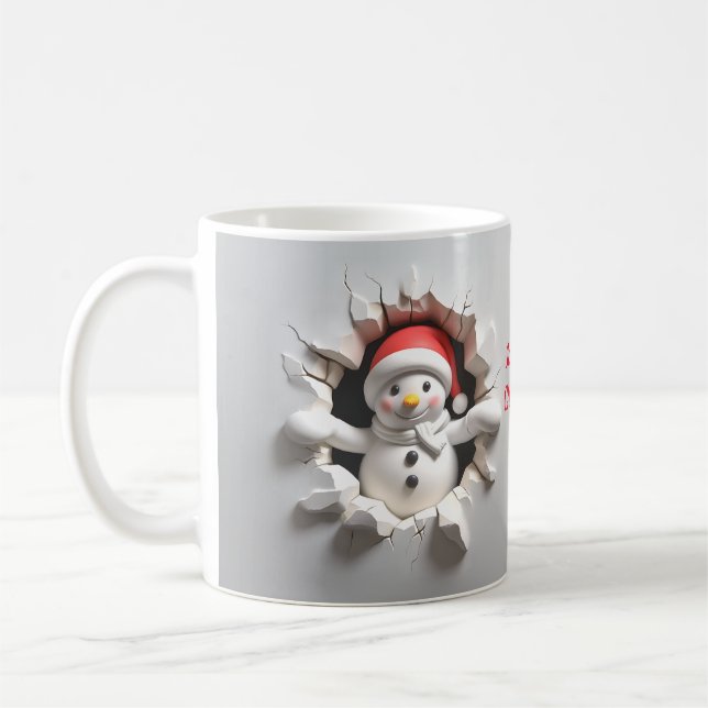 Caneca De Café Snowman com a Ruptura 3D de Santa Hat (Esquerda)