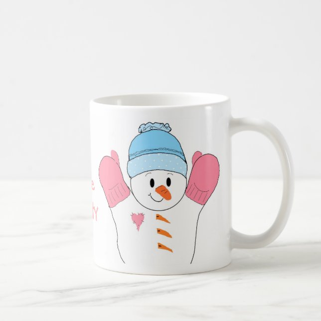 Caneca De Café Snowman congelado a rosa (Direita)