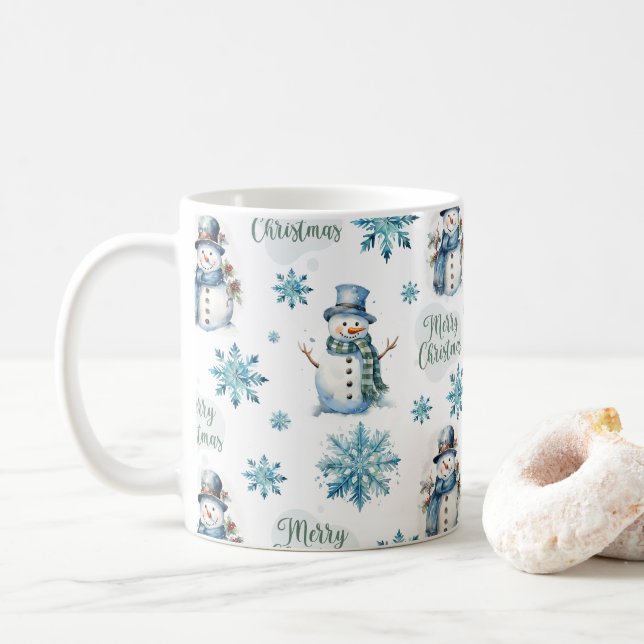 Caneca De Café Snowman de Natal (Com Donut)