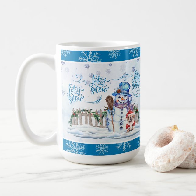 Caneca De Café Snowman | Deixar nevar o café (Com Donut)