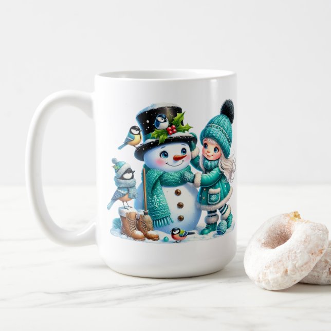 Caneca De Café Snowman e Amigos Café Mug (Com Donut)