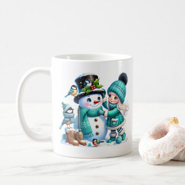Caneca De Café Snowman e Amigos Café Mug (Com Donut)