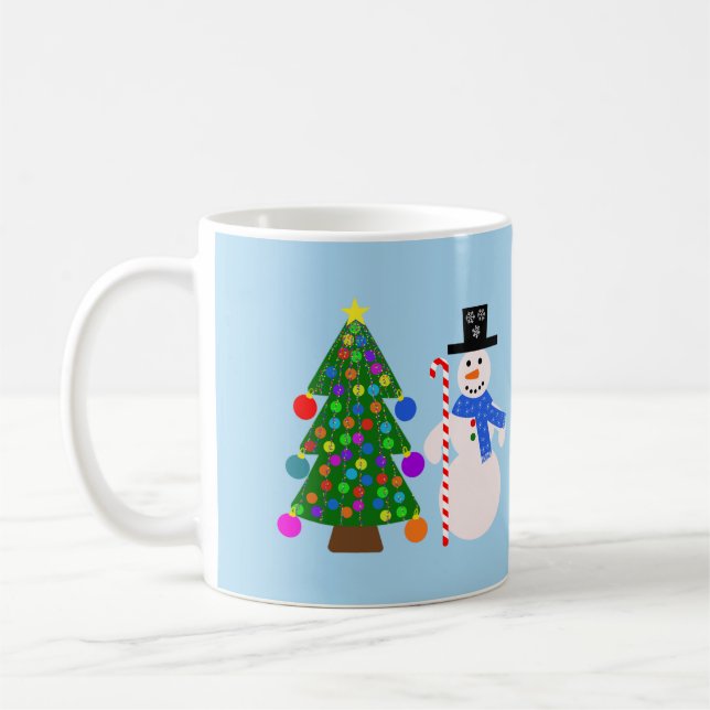Caneca De Café Snowman e Árvore de Natal #4 Mug (Esquerda)