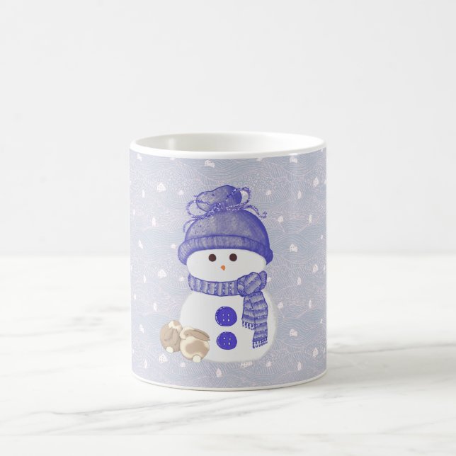 Caneca De Café Snowman e Bunnies Dormindo (Centro)