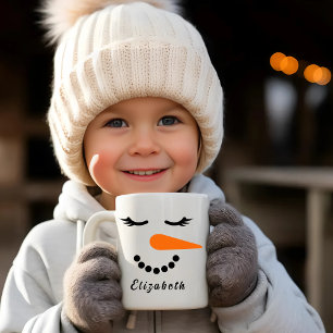 Caneca De Café Snowman Face Mug Mug de Feriado Personalizado