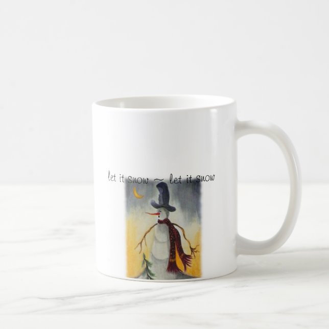 Caneca De Café Snowman - Folk Art Primitivo (Direita)