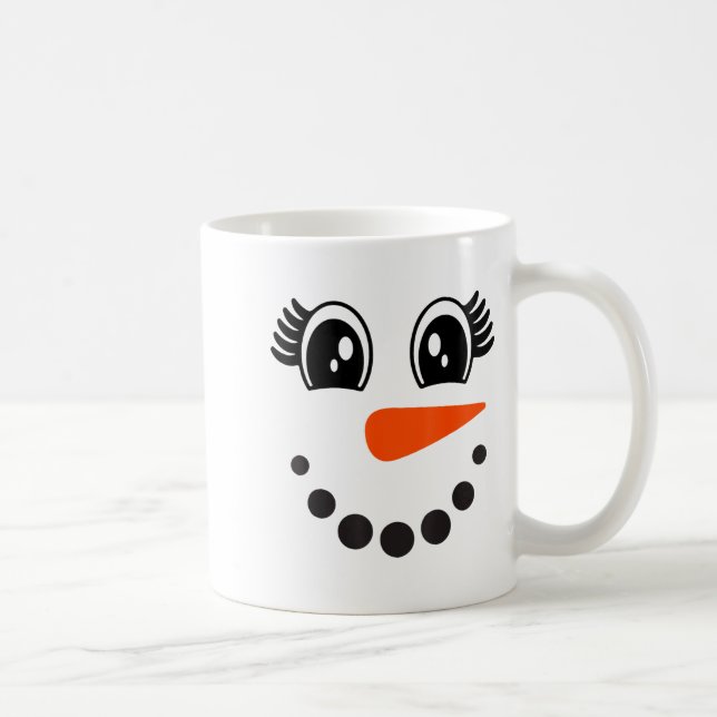 Caneca De Café Snowman Girl Face For Girls Christmas Winter  (Direita)
