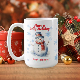 Caneca De Café Snowman Jolly Holiday Christmas Snowflakes Mug