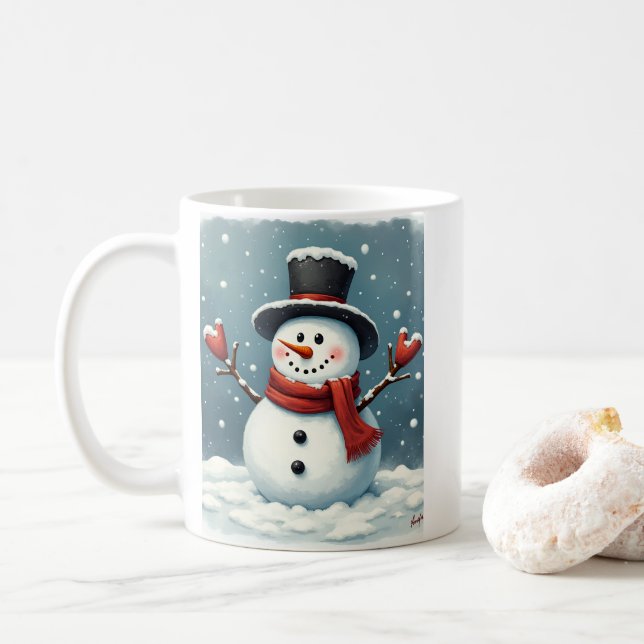Caneca De Café Snowman Mug (Com Donut)