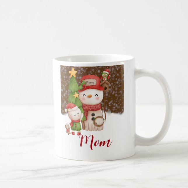 Caneca De Café Snowman, Neve Mãe Natal Personalizado (Direita)