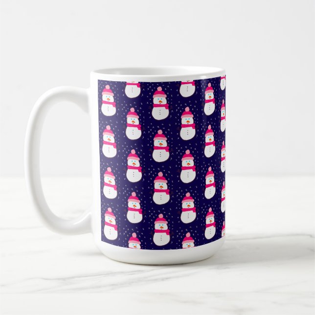 Caneca De Café Snowman Rosa com Neve Flurry (Esquerda)