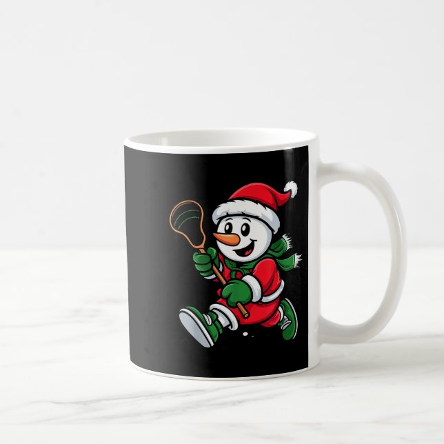 Caneca De Café Snowman Santa Hat Playing Lacrosse Christmas Playe (Direita)