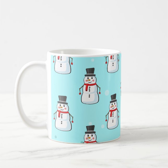 Caneca De Café Snowman Seamless Pattern (Esquerda)