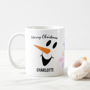Caneca De Café Snowman Sorridente Com Boca Aberta. Feliz Natal