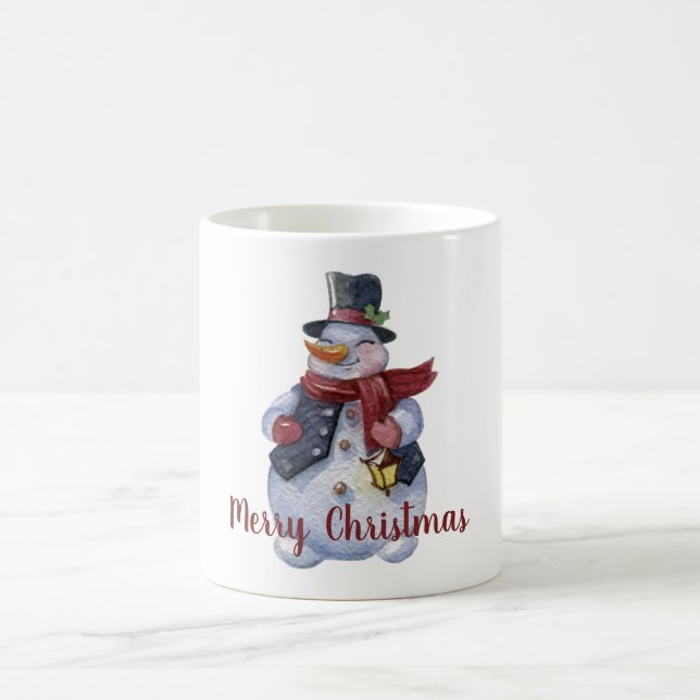 Caneca De Café Snowman Sorridente Personalizável (Centro)