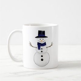 Caneca De Café Snowman with Blue Scarf and Matching Hat