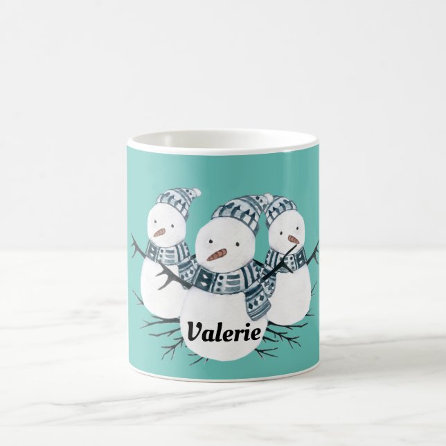 Caneca De Café Snowmen Trio Personalizado (Centro)