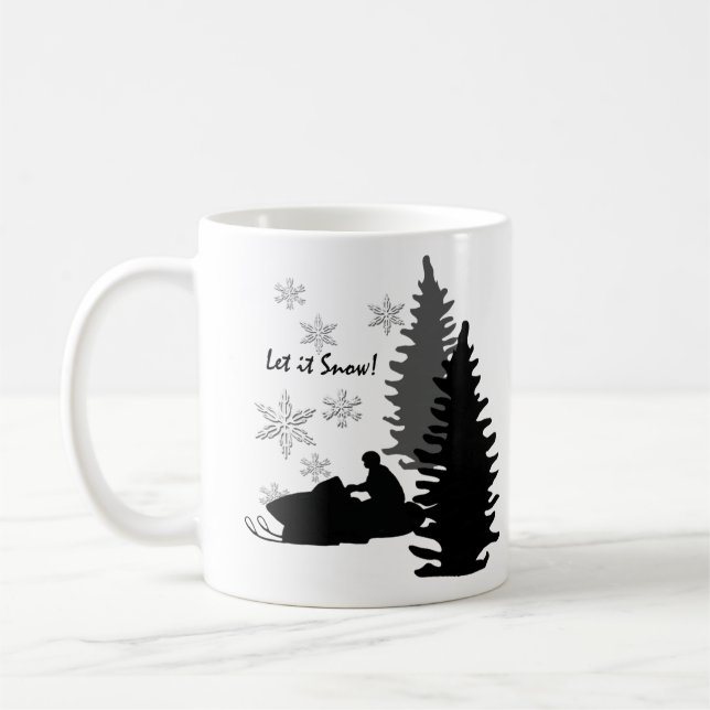 Caneca De Café Snowmobile Deixe-o nevar (Esquerda)